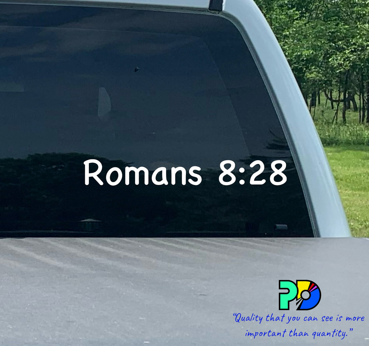 Romans 8:28 Vinyl Decal vinyl decal, choose your color – view 2