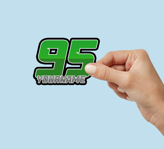 Custom RC racing sticker with a name and number