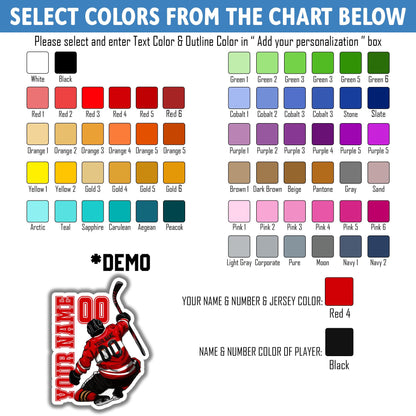 Custom hockey jersey back sticker with a name, number and jersey color – view 4