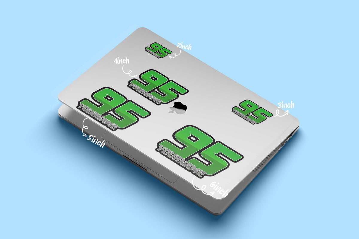Custom RC racing sticker with a name and number – view 3