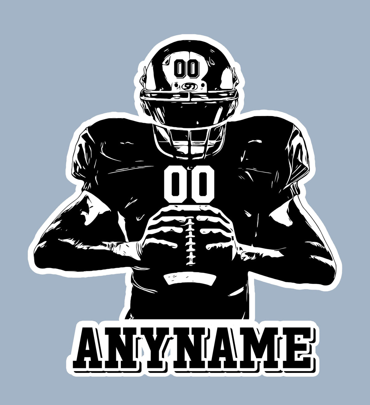 Custom football jersey number sticker with a name in your colors – view 6