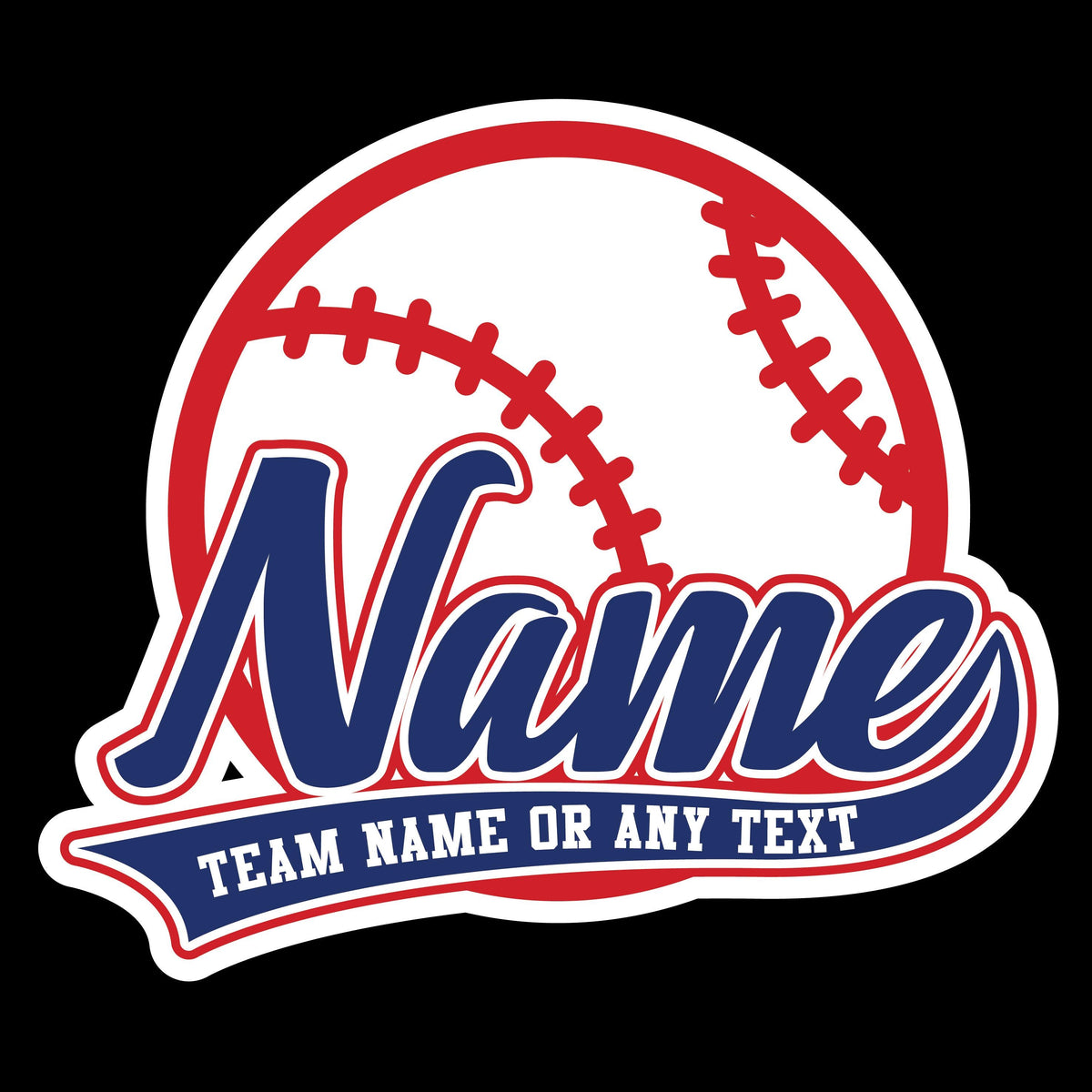 Custom baseball logo sticker with a name and team text