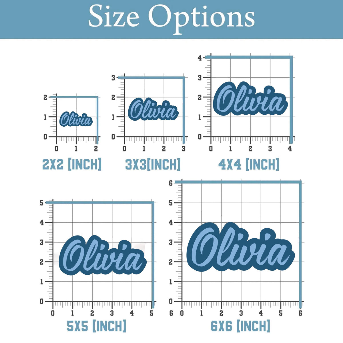 Custom colorful name stickers shown in seven different font styles – view 7