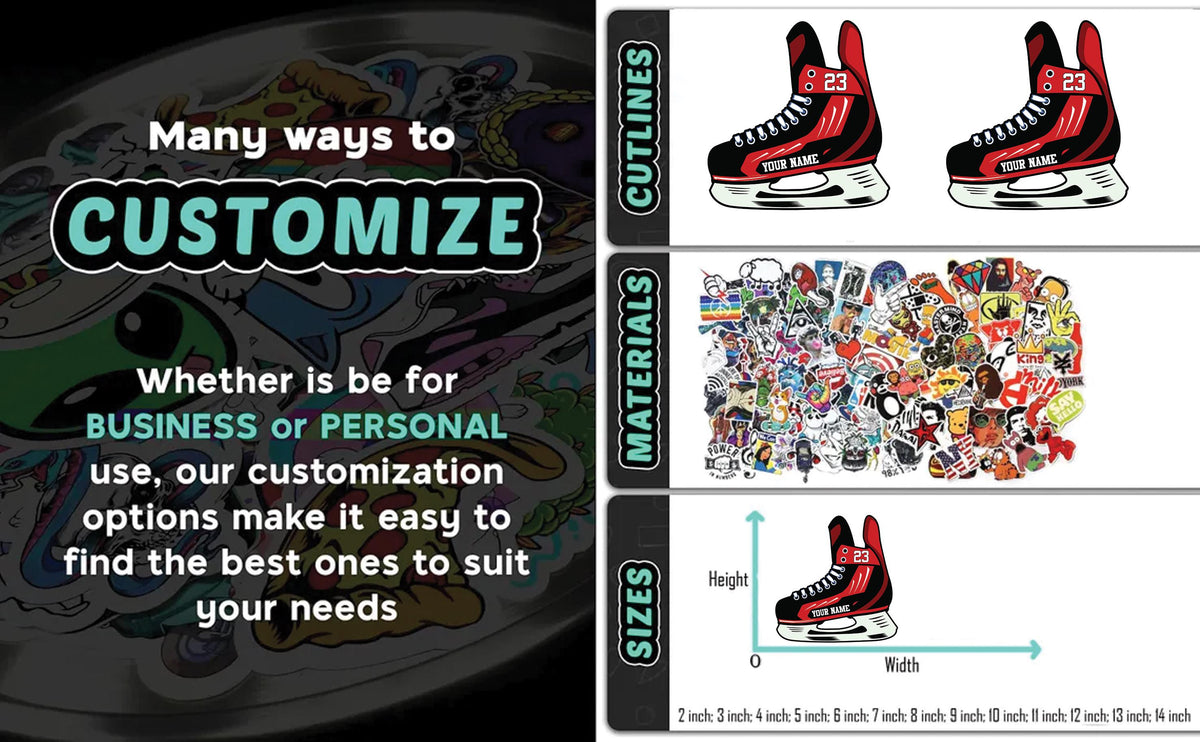 Custom hockey skate and jersey sticker with a name and number – view 5