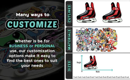 Custom hockey skate and jersey sticker with a name and number – view 5