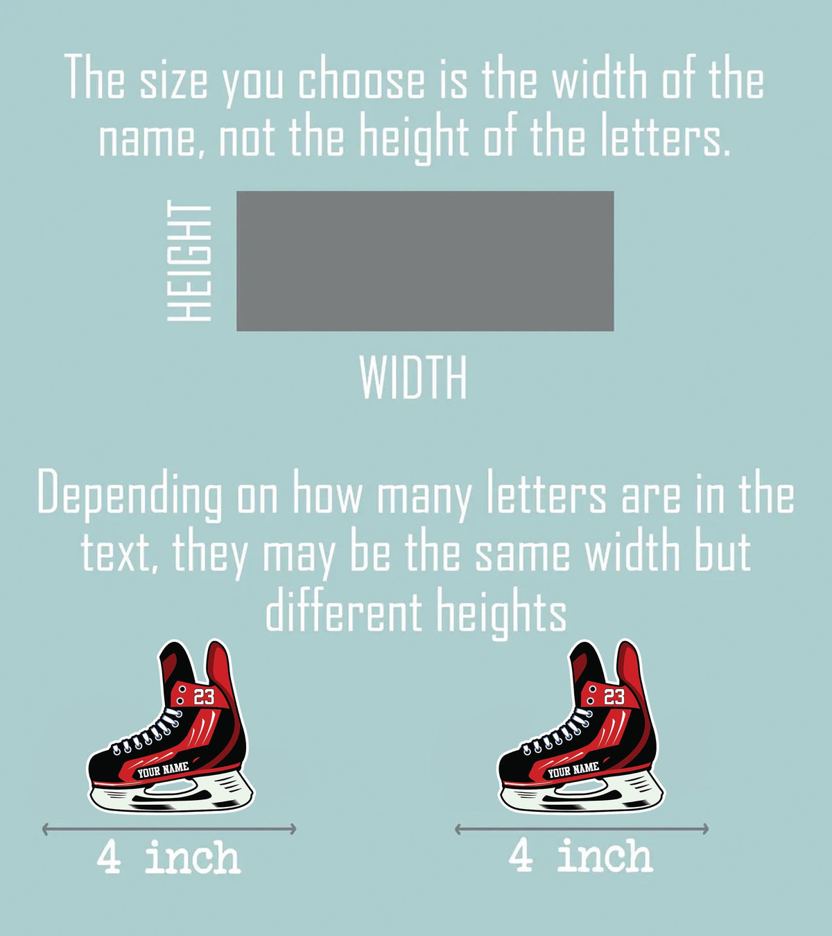 Custom hockey skate and jersey sticker with a name and number – view 3