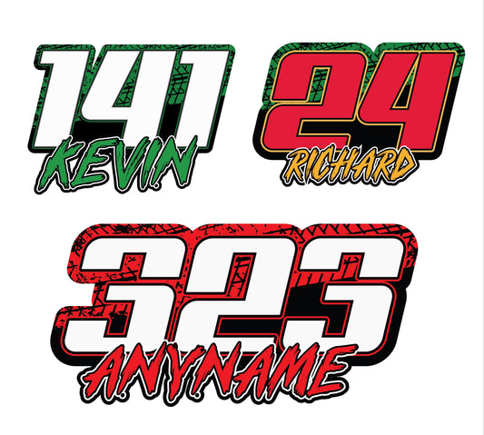 Custom race name plate sticker