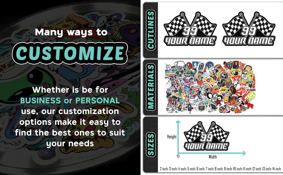 Custom racing sticker with a name and number in a bold race font – view 4