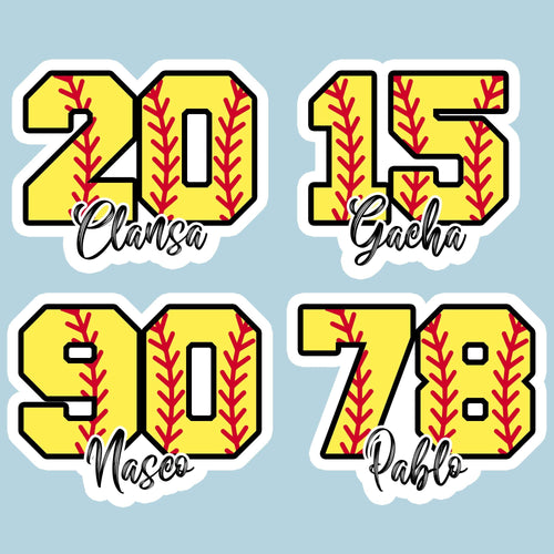 Custom Softball Number & Name Sticker by Stickreews