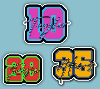Custom Baseball & Softball Name and Number Decal by Stickreews — view 3