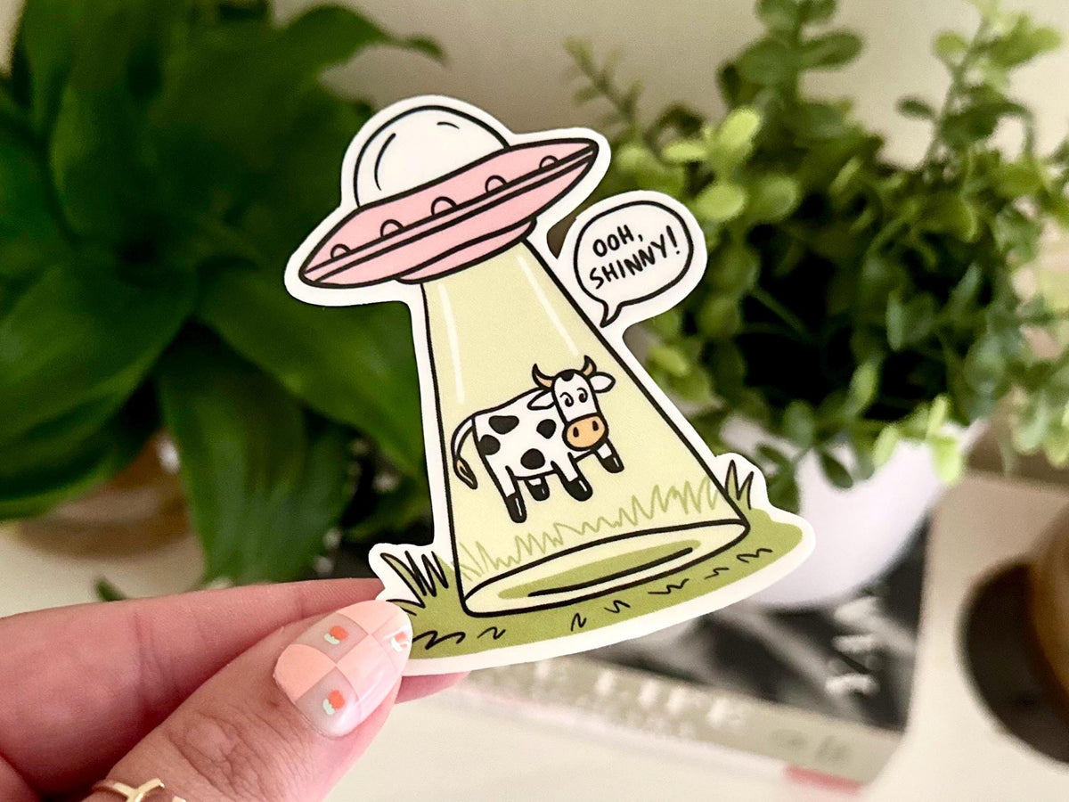 Ooh Shiny Cow UFO sticker