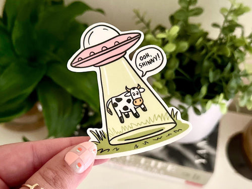 Ooh Shiny Cow UFO sticker