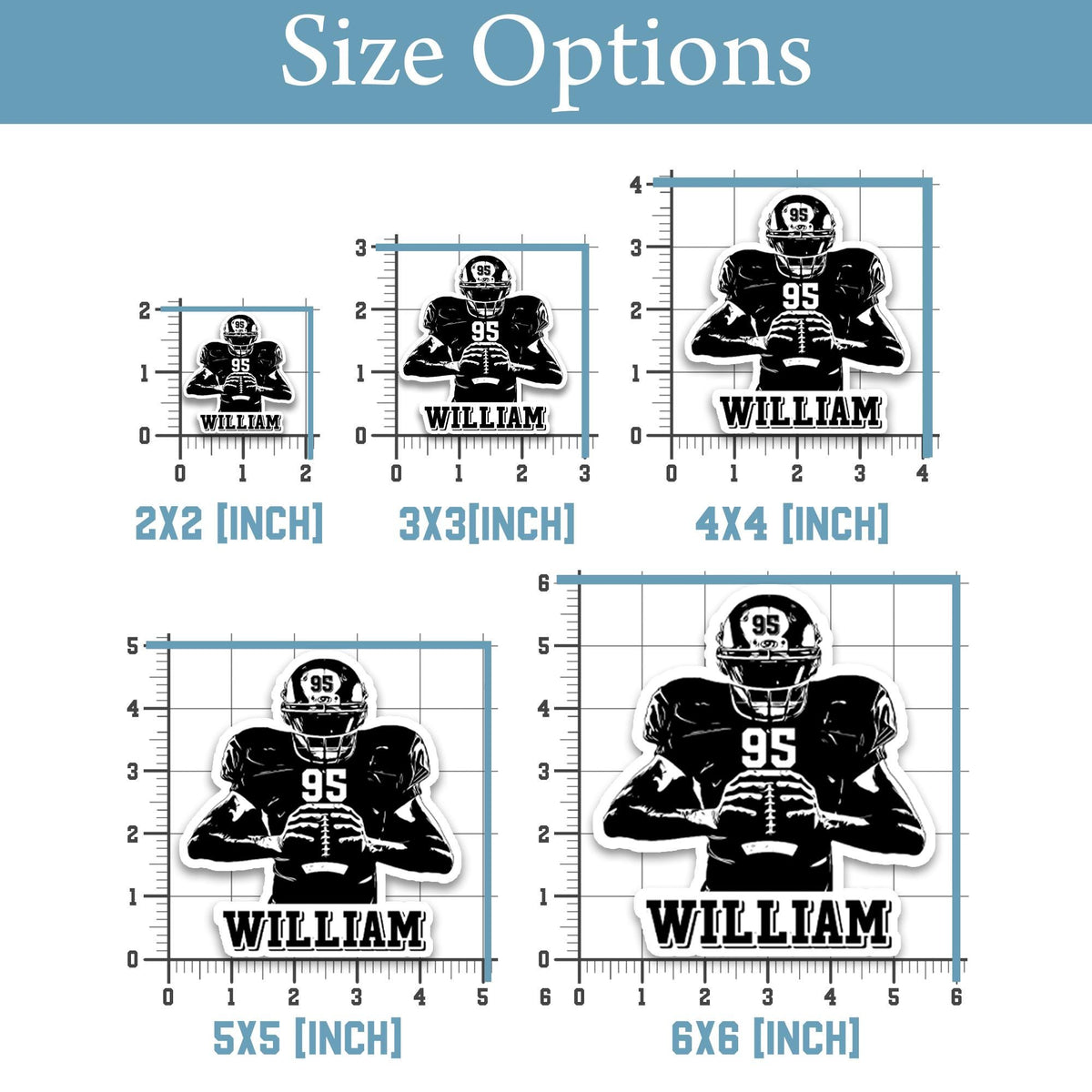 Custom football jersey number sticker with a name in your colors – view 5