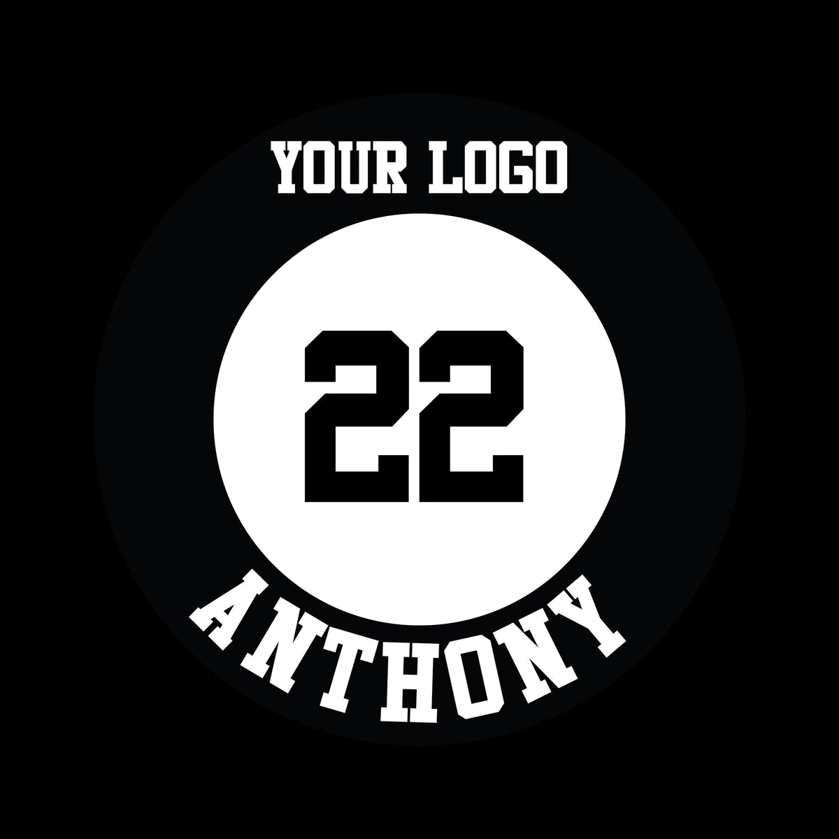 Custom round bat knob stickers with a number and name – view 2