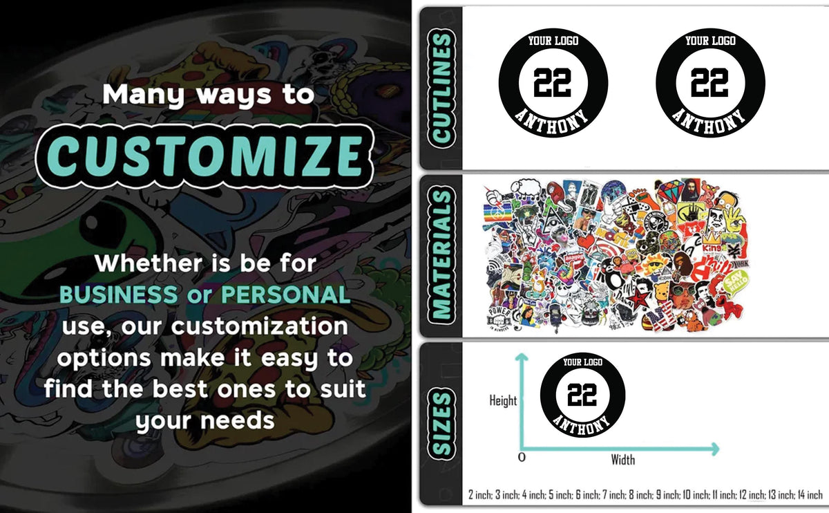 Custom round bat knob stickers with a number and name – view 5