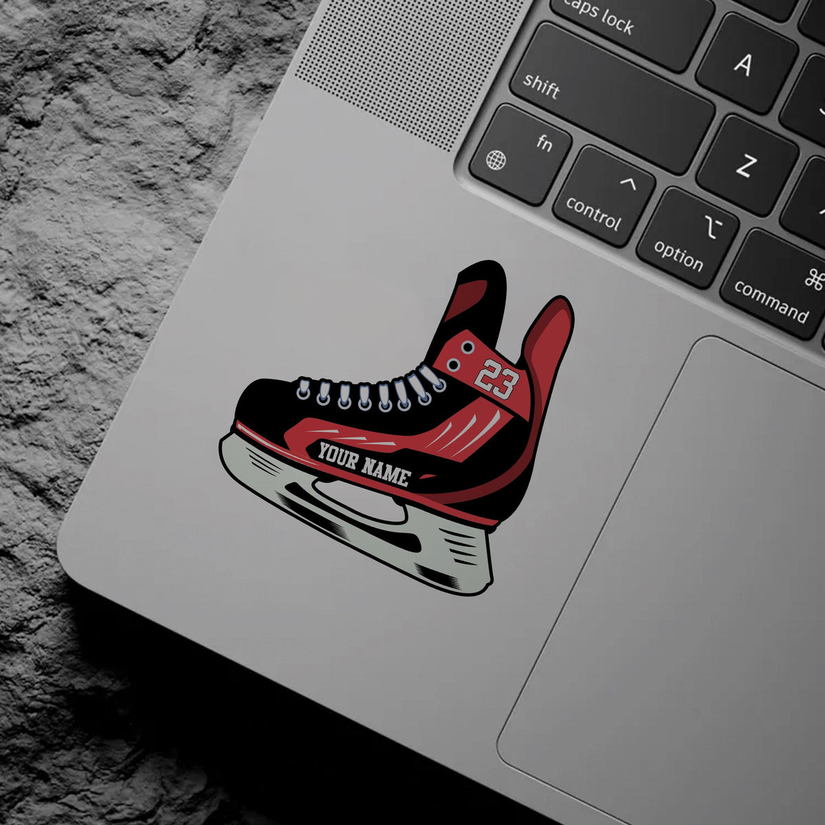 Custom hockey skate and jersey sticker with a name and number – view 6