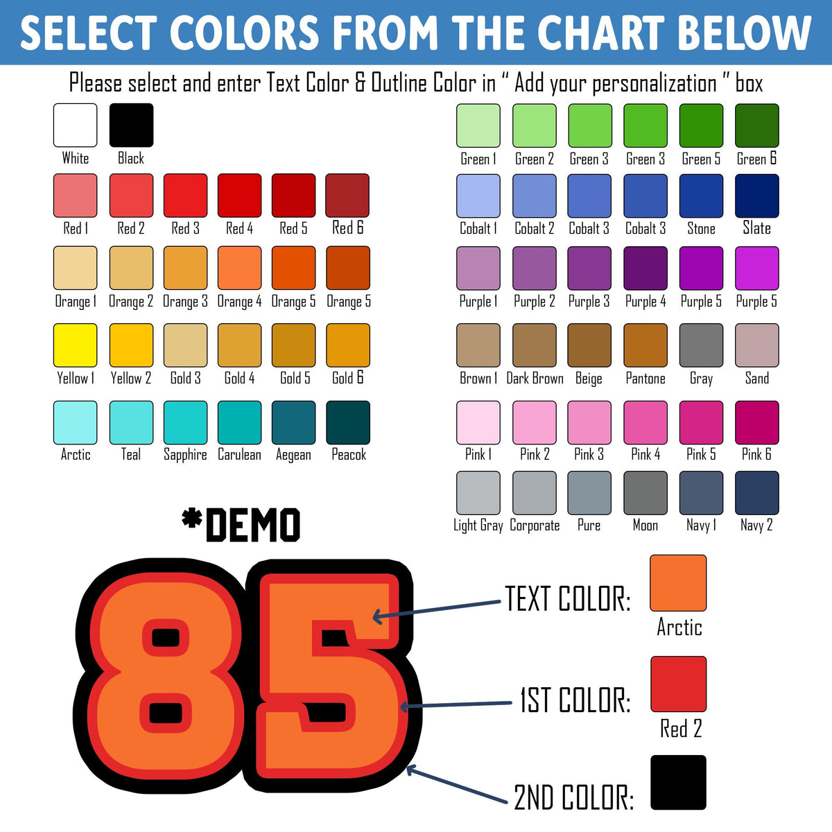 Custom sports jersey number sticker in up to three colors – view 4