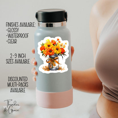 Autumn Flower Mason Jar sticker, car for women – view 3