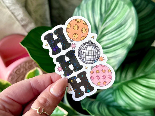 Ho Ho Ho Holo Disco sticker, christmas shows