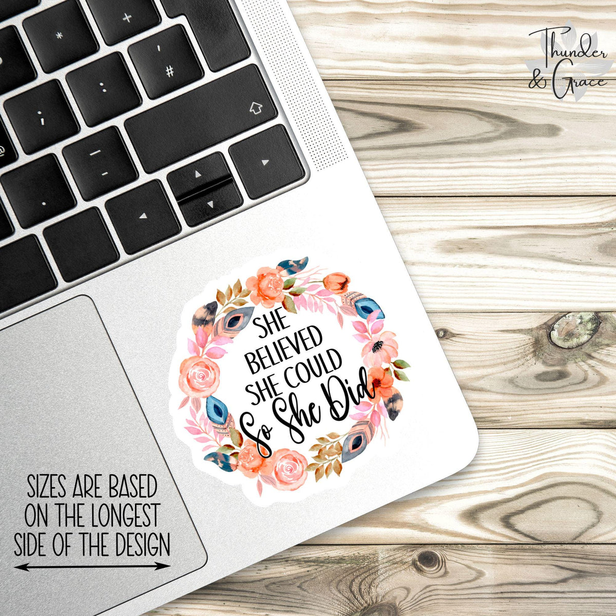 She Believed She Could sticker, warrior quote – view 2