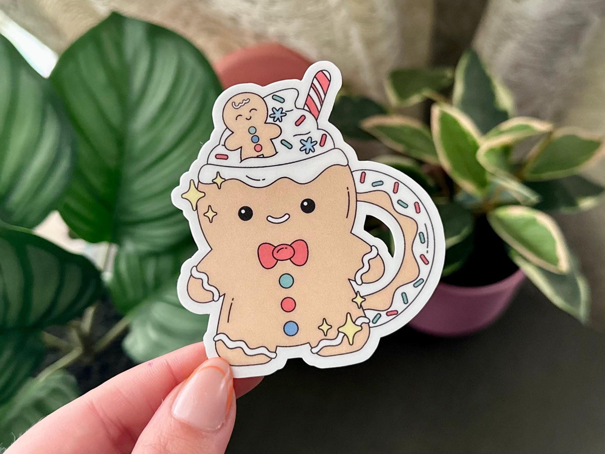 Gingerbread Man Mug sticker, christmas shows