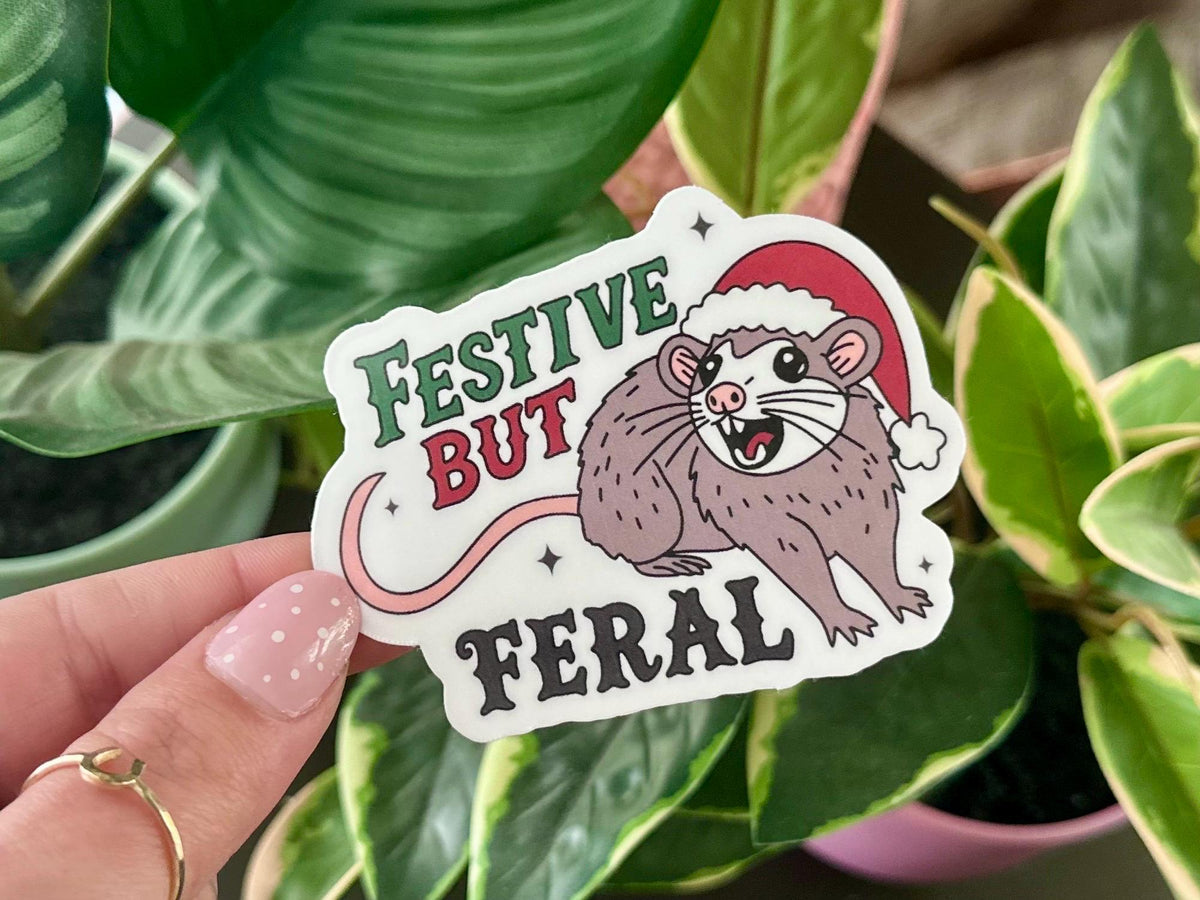 Festive But Feral Rat Christmas sticker