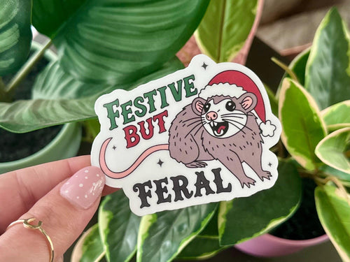 Festive But Feral Rat Christmas sticker