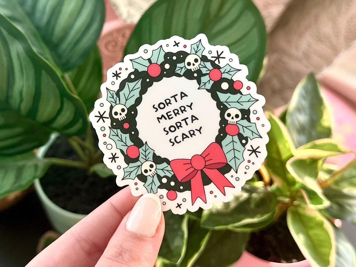 Sorta Merry Sorta Scary Christmas Wreath sticker