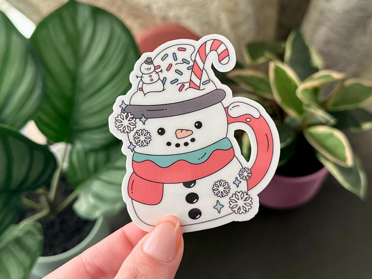 Snowman Mug sticker, christmas shows