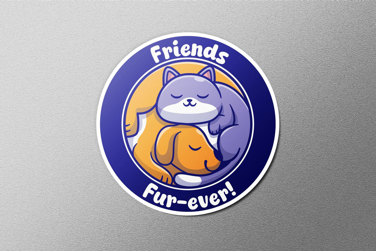 Cute Cat and Dog sticker, friends forever