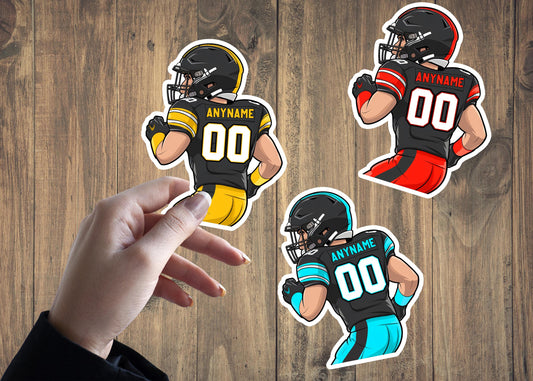 Custom football jersey back sticker with a name and number