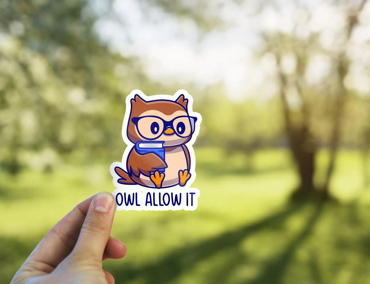 Owl Allow It sticker, cute owl design – view 3