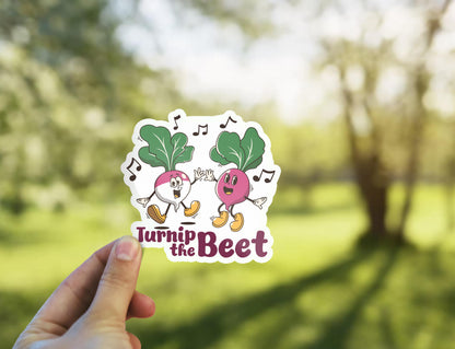 Turnip the Beet sticker, funny music pun – view 3