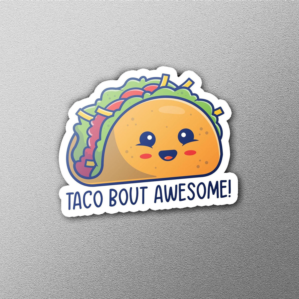 Taco Bout Awesome sticker, fun pun design