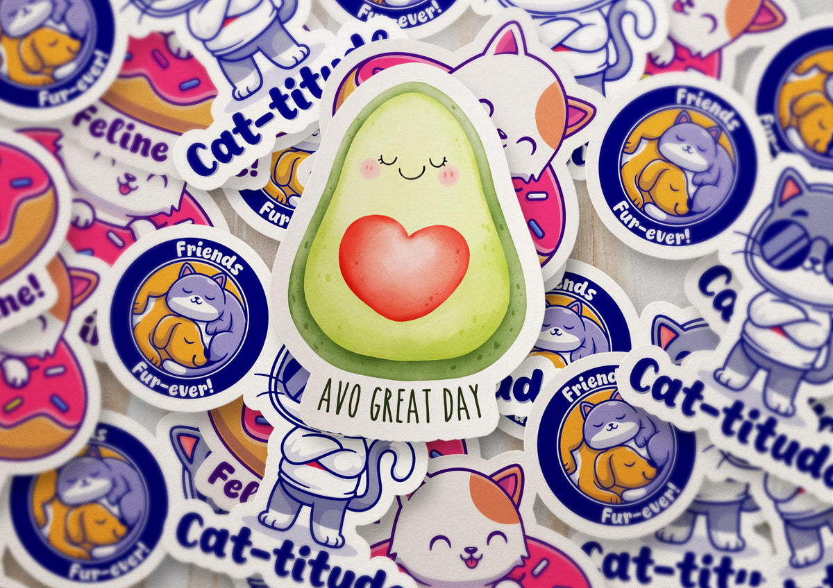 Avo Great Day sticker, avocado art – view 4