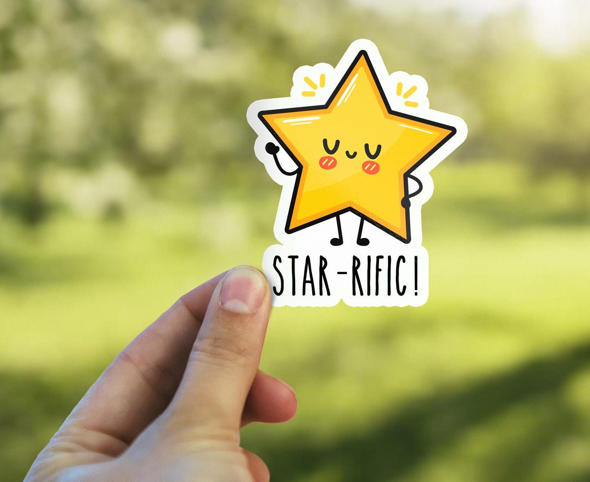 Star-rific sticker, fun pun design – view 4