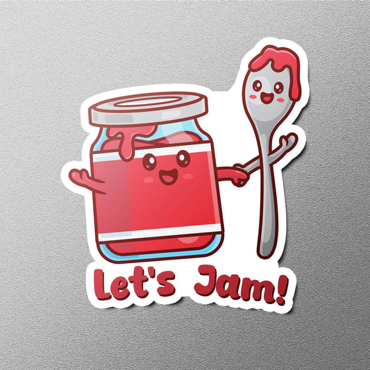 Let's Jam sticker, fun foodie pun