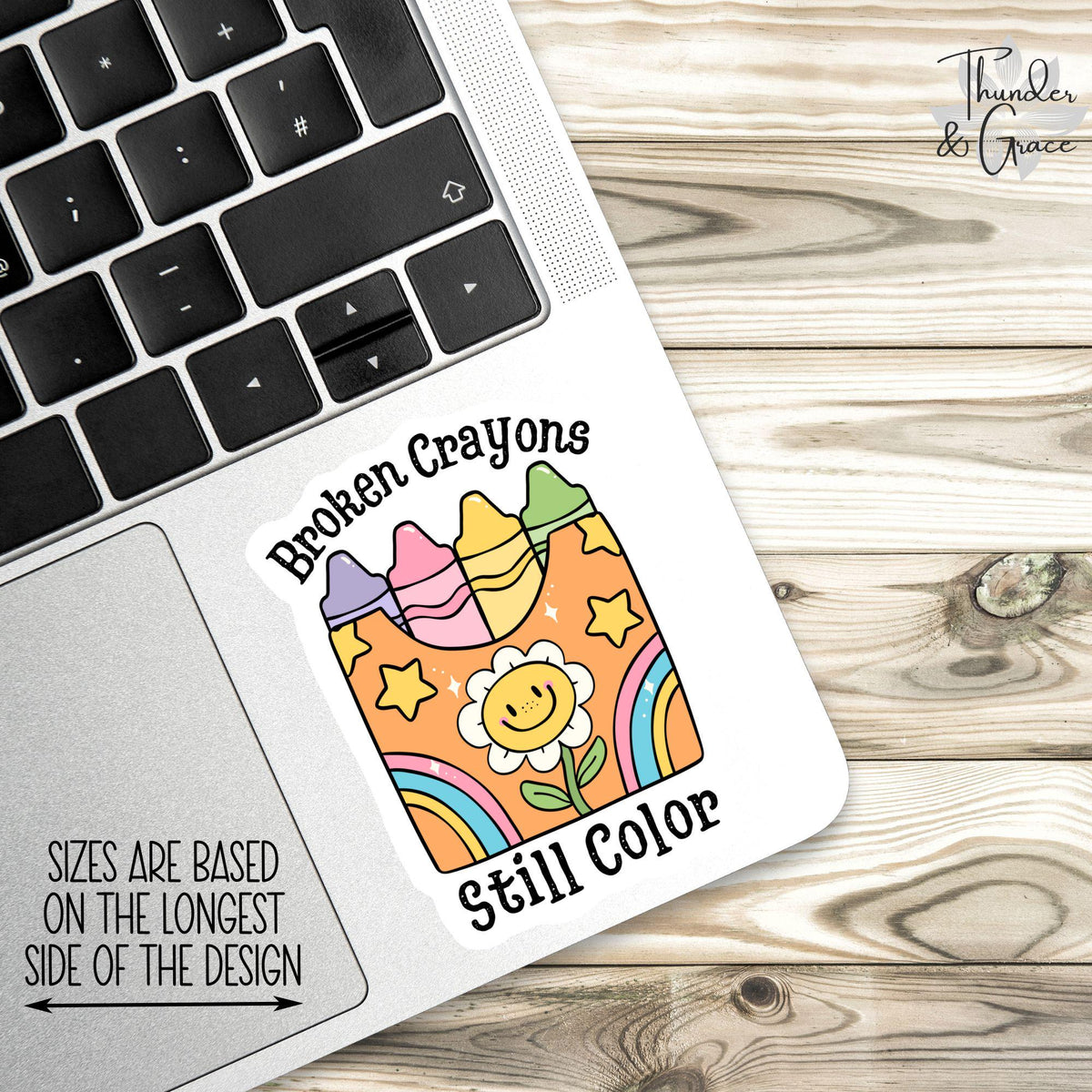 Broken Crayons Still Color sticker, retro flowers – view 2