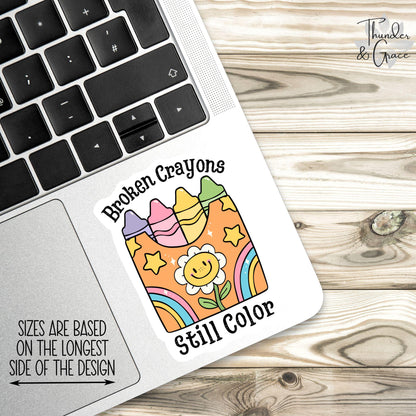 Broken Crayons Still Color sticker, retro flowers – view 2