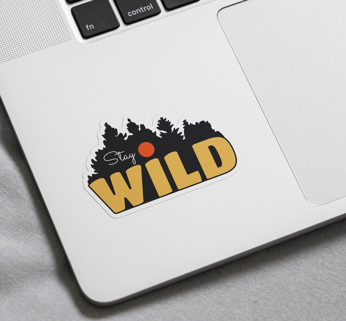 Wild Forest Sunset sticker, forest silhouette with vibrant sunset – view 4