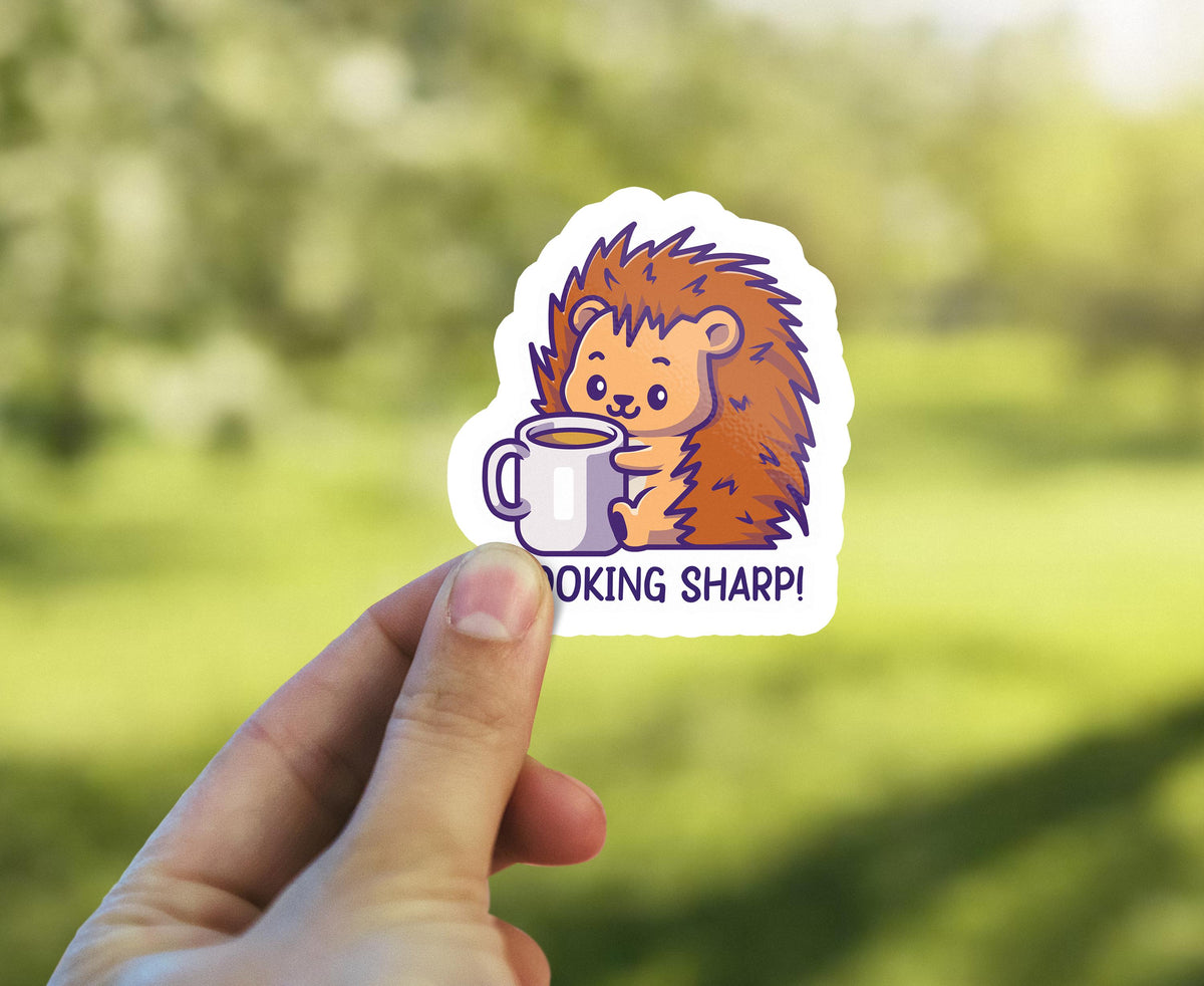 Looking Sharp Hedgehog sticker, cute hedgehog design – view 4