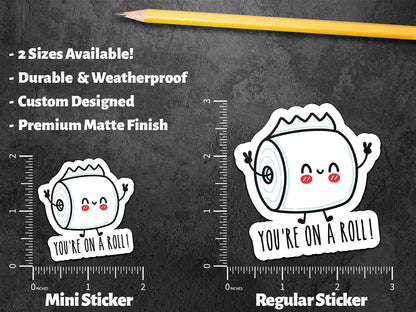 You're on a Roll sticker, fun pun design – view 2