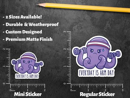 Everyday Is Arm Day sticker, cute octopus working out – view 2