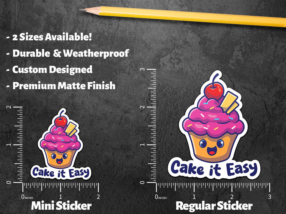 Cake It Easy sticker, funny pun design – view 2