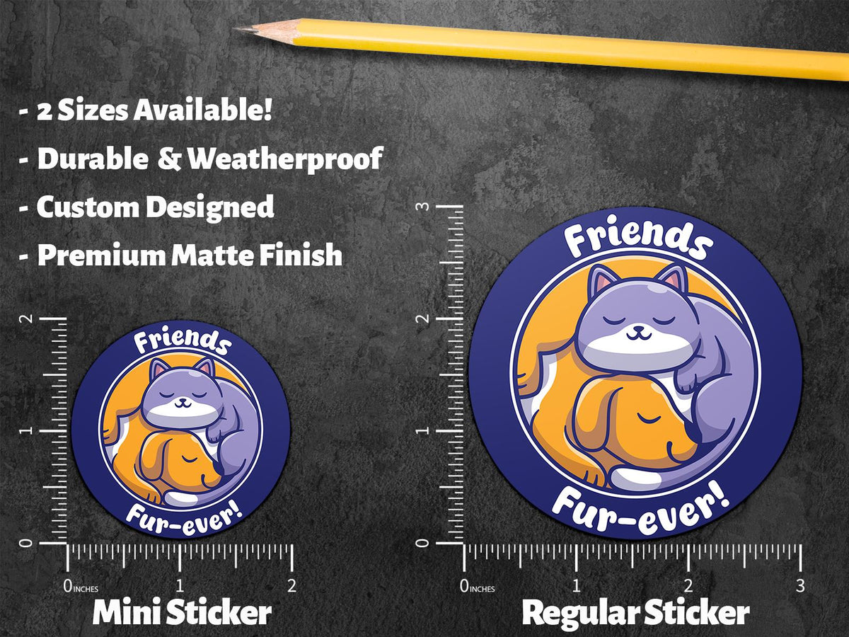 Cute Cat and Dog sticker, friends forever – view 2