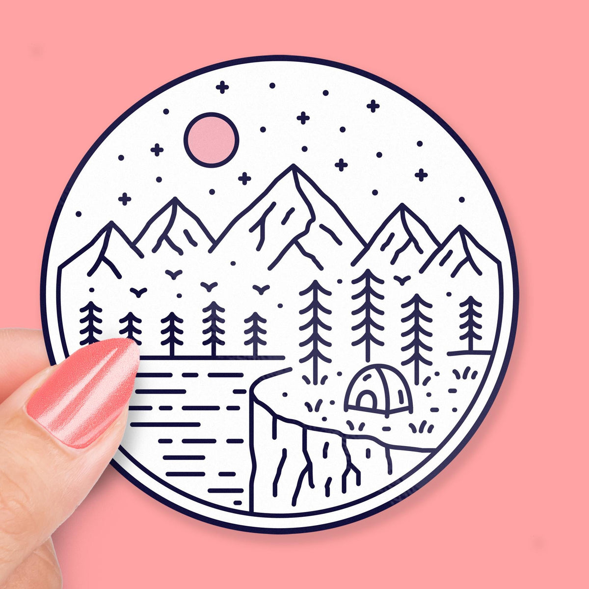 Camping Circle Outline sticker