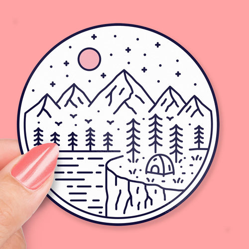 Camping Circle Outline sticker