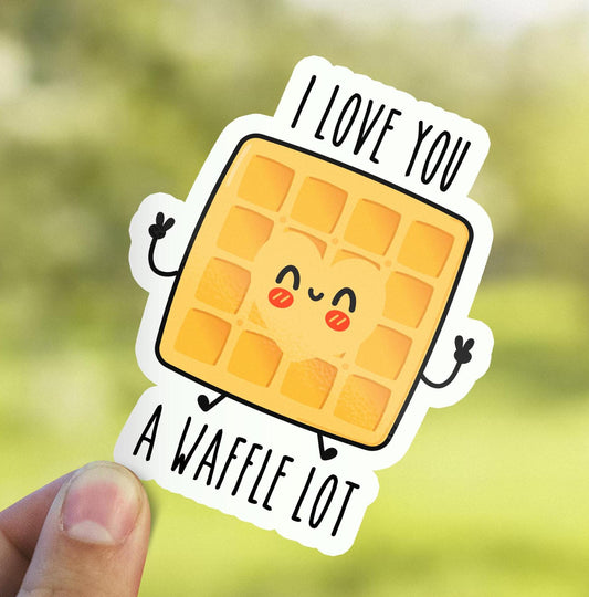 I Love You a Waffle Lot sticker, punny food design
