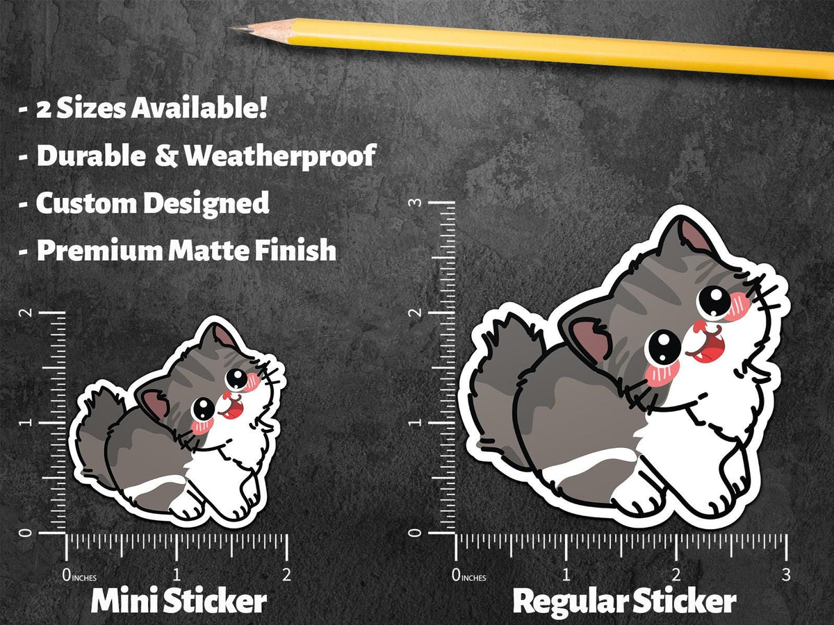 Kawaii Gray Cat sticker, kawaii cat design – view 2