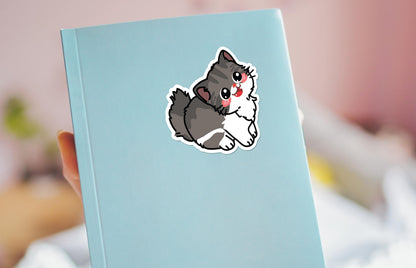 Kawaii Gray Cat sticker, kawaii cat design – view 3